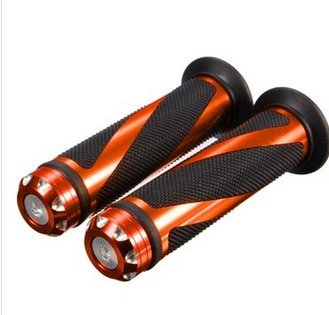 Alamor CNC Aluminium 7/8 Motorradlenker Gummi Hand Griffe-Orange von Alamor