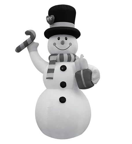 210 cm Aufblasbarer Schneemann mit LED-Lichtern, 7 FT Inflatable Snowman mit Zuckerstange und Geschenk, Wasserfest IP44 Weihnachts überraschung im Freien Patio Garten Dekorationfigur von Alampia