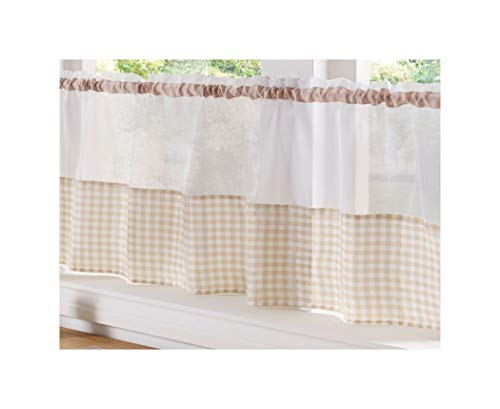 Alan Symonds Voile-Vorhang mit Gingham-Muster, 150 x 45 cm, Beige von Alan Symonds