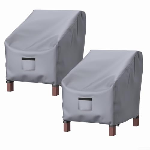 2 Stück wasserdichte Gartenstuhl-Abdeckungen, zuverlässiger 600D Outdoor-Schutz (grau 600D) von Alanmoship