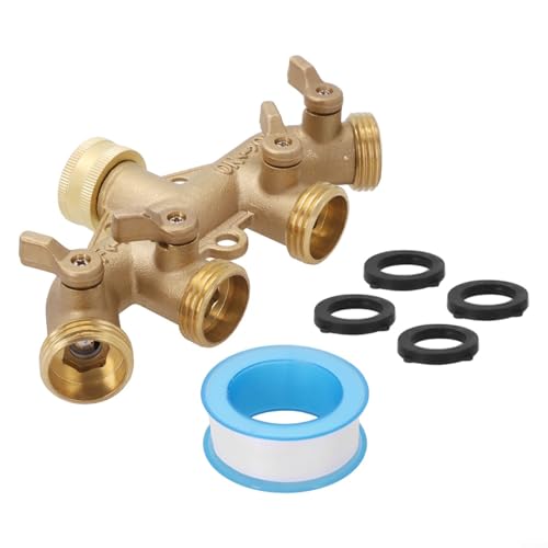 4-Wege-Gartenschlauch-Verteiler aus Messing mit auslaufsicheren Absperrventilen für zuverlässige Bewässerung im Freien 4-Wege-Gartenschlauch-Verteiler aus Messing mit auslaufsicheren Absperrventilen für zuverlässige Bewässerung im Freien von Alanmoship