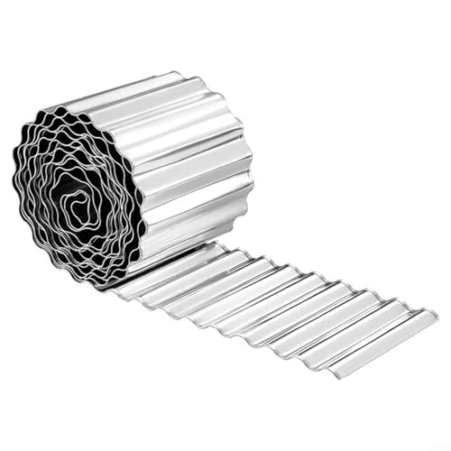 Alanmoship 15,2 cm gewellte Metall-Landschaftseinfassung, flexibel, verzinkter Stahl, Gartenumrandung mit vorrostender Oberfläche für Rasen, Blumenbeet und Wegtrennung (Silber 12 m) von Alanmoship