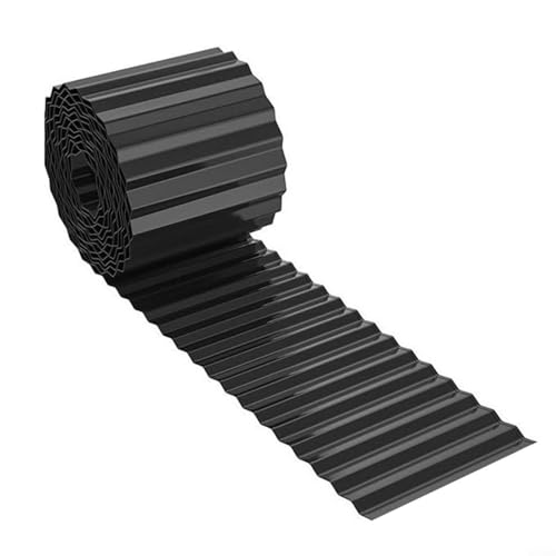 Alanmoship 15,2 cm gewellte Metall-Landschaftseinfassung, flexibel, verzinkter Stahl, Gartenumrandung mit vorrostender Oberfläche für Rasen, Blumenbeet und Wegtrennung (schwarz, 12 m) von Alanmoship