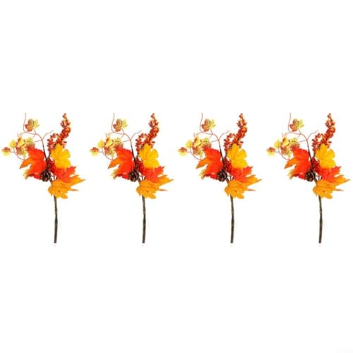 Alanmoship 4-teiliges Herbst-Kürbis- und Beeren-Dekorationsset mit Ahornblättern, 45 cm künstliches Blumenarrangement für Vasen-Display, Thanksgiving, Halloween, Erntefest, Heimdekoration (B037) von Alanmoship