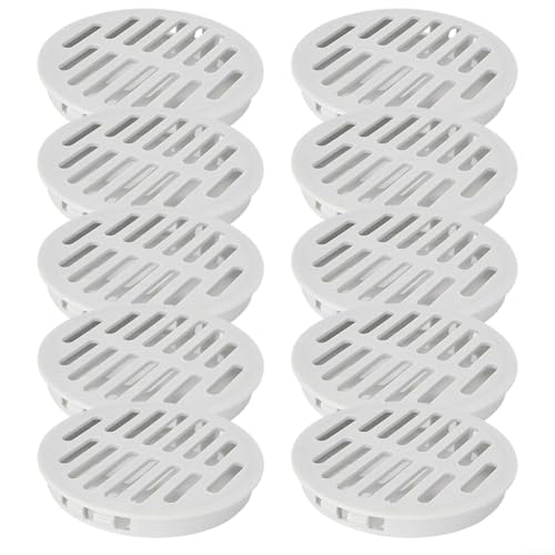 Alanmoship 80 mm atmungsaktives Lüftungsnetz, PP, runde Lüftungsschlitzabdeckung für Kleiderschrank, Schuhe, TV-Schränke, Feuchtigkeit und Vorbeugung, einfache Installation, 10 Stück (grau) von Alanmoship