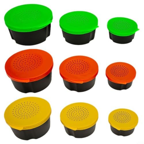 Alanmoship Angel-Regenwurm-Aufbewahrungsbox-Set, 3-teilig, Lebendköderbehälter mit Entlüftungslöchern, PP-Material, Angelbox für Frischköder, Grün, Gelb, Orange (gelb) von Alanmoship