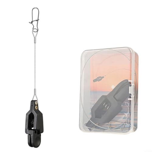 Alanmoship Angelschnur Release Clip Snap Release Downrigger Outrigger Gear Offshore Hobel Boot Angeln Nylon Fiberglas Edelstahl Drahtseil Schwarz 40,5 cm (Einzelkopf) von Alanmoship