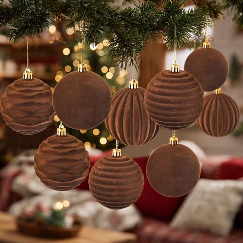 Alanmoship Beflockte Weihnachtskugel-Set, 8 cm, brauner Samt mit Geschenkbox für elegante, festliche Baumdekoration und saisonale Heimdekoration Alanmoship Beflockte Weihnachtskugel-Set, 8 cm, brauner Samt mit Geschenkbox für elegante, festliche Baumdekoration und saisonale Heimdekoration von Alanmoship
