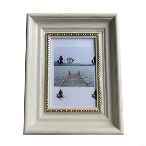 Alanmoship Bilderrahmen aus Kunstharz mit sicherem Schlitz auf der Rückseite, geeignet für Tisch- oder Wandaufhängung und kompatibel mit Standard-Fotos (weiß) von Alanmoship