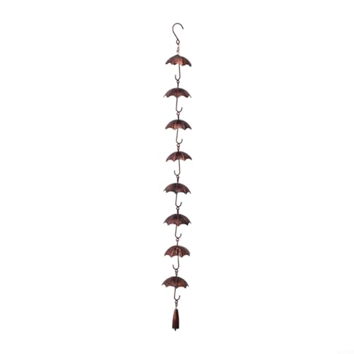 Alanmoship Dekorative Metall-Regenkette 99 cm lang Outdoor Garten Fallrohr mit 8 Regenschirmbechern Wasserablaufsystem für Haus Dachrinne Terrasse Dekor von Alanmoship
