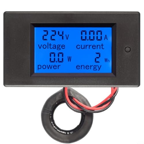 Alanmoship Digitaler LCD-Leistungsmesser AC 80-260 V 100 A Spannung, Strom, Amperemeter, Energie-Monitor mit Überlastungsalarmfunktion, Datenspeicherung, großer Bildschirm von Alanmoship