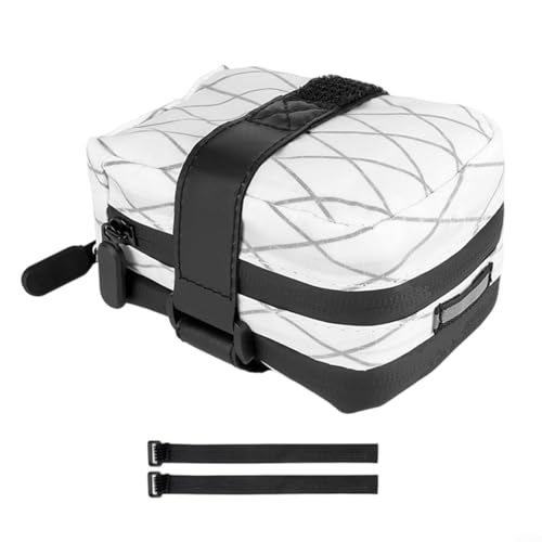 Alanmoship Doppelnutzbare Fahrradsatteltasche mit Flaschengurt, wasserdicht, Nylon, 0,5 l Fassungsvermögen, sichere Aufbewahrung für Rennrad, Mountainbike, Radfahren (weiß) von Alanmoship
