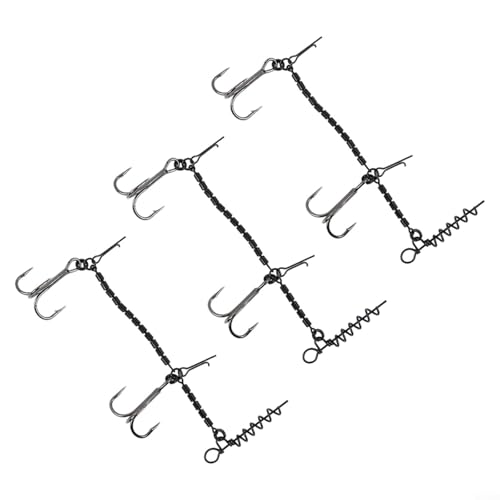 Alanmoship Drillingshaken aus Edelstahl mit Widerhaken und Korkenzieher-Anschluss, Hechtstinger, 1/0-Größe, Süß- oder Salzwasser, 2 Stück oder 3 Stück (3 Stück) von Alanmoship