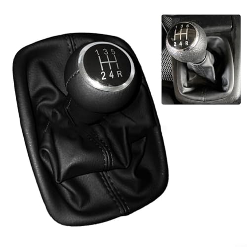 Alanmoship Ersatz-Schaltknauf mit Kofferraumabdeckung für A6 C5 1997 2001 für A4 für B5 1998 2000 A8 D2 1996 2003 5/6-Gang-Automodelle (5-Gang-schwarz) von Alanmoship