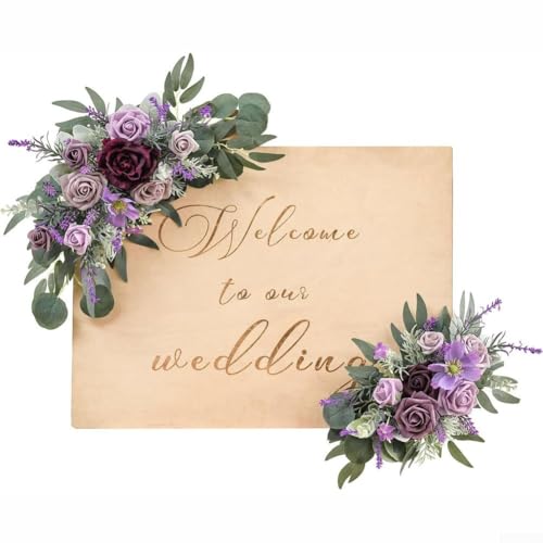 Alanmoship Künstlicher Blumenstrauß, Hochzeitsbogen-Dekorationen, Set mit Metall-Clips, Seidenblumengirlande für Zuhause, Tür, Stuhl, Tischdekoration, 52 cm, Violett Alanmoship Künstlicher Blumenstrauß, Hochzeitsbogen-Dekorationen, Set mit Metall-Clips, Seidenblumengirlande für Zuhause, Tür, Stuhl, Tischdekoration, 52 cm, Violett von Alanmoship