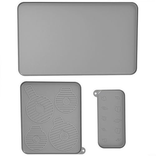 Alanmoship Premium Silikon Arbeitsplatte Schutzmatte Anti-Rutsch-Tropfschalen-Set für NC700 NC701 Eismaschine mit Ablaufsystem Küchengeräte Zubehör (Stück grau) von Alanmoship