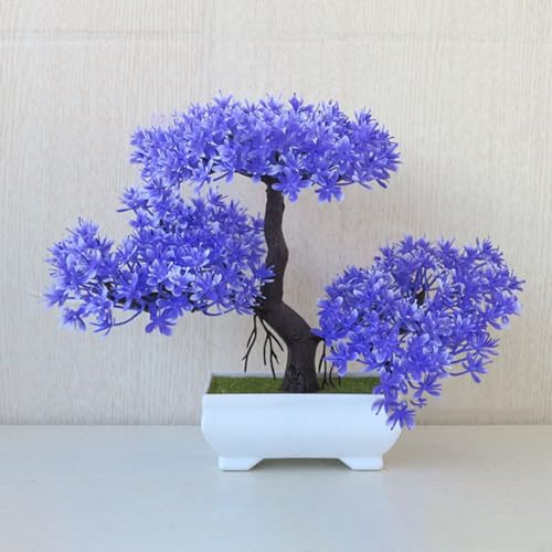 Alanmoship Realistischer Mini-Bonsai-Baum, einladend, Zuhause, Hochzeitsdekoration, 26 x 18,5 cm, Blau von Alanmoship