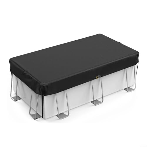 Alanmoship Rechteckige Poolabdeckung, 210D Oxford, wasserdicht, UV-beständig, Staubschutz für aufblasbare und Metallrahmen-Pools, passend für 1,8 x 3,6 m, 2,7 x 4,6 m, Schwarz (2,5 x 4,5 m) von Alanmoship