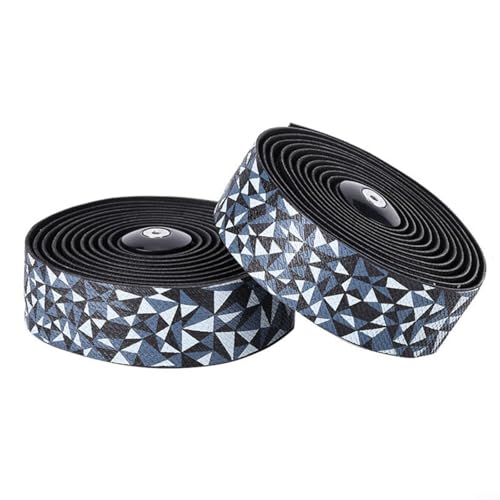 Alanmoship Rennrad-Lenkerband, rutschfestes PU-EVA-Material, Stoßdämpfung, 2100 mm x 30 mm x 3 mm, Fahrradgriff mit Lenkerenden, 2 Stück, weiß, rot, grau, schwarz (schwarz-grau) von Alanmoship