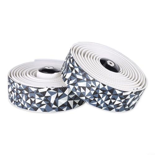 Alanmoship Rennrad-Lenkerband, rutschfestes PU-EVA-Material, Stoßdämpfung, 2100 mm x 30 mm x 3 mm, Fahrradgriff mit Lenkerenden, 2 Stück, weiß, rot, grau, schwarz (weiß-grau) von Alanmoship