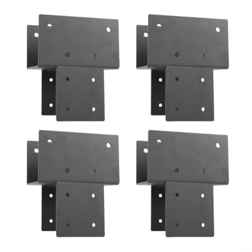 Alanmoship Robuste Metall-Säulenkappe 8,9 x 8,9 cm Pavillon-Balkenverbinder, schwarze Außenstruktur-Stützhalterung für Holzpfosten, 4 Stück (4 Stück) von Alanmoship