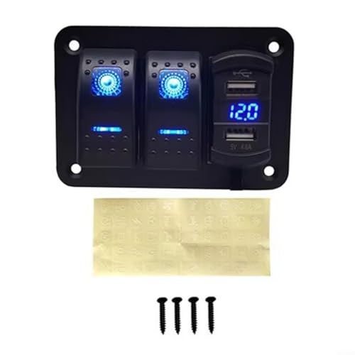 Alanmoship Robuster, wasserdichter Wippschalter mit integriertem Voltmeter und USB-Aufladung (3-Gang) von Alanmoship