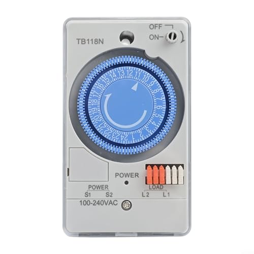 Alanmoship TB118N Digitaler mechanischer Timer, 110 V-240 V AC, programmierbare Zeitschaltuhr, Controller, 24 Stunden, 96 Zeiteinstellungen, 15 Minuten Intervall, Strom-Backup Alanmoship TB118N Digitaler mechanischer Timer, 110 V-240 V AC, programmierbare Zeitschaltuhr, Controller, 24 Stunden, 96 Zeiteinstellungen, 15 Minuten Intervall, Strom-Backup von Alanmoship