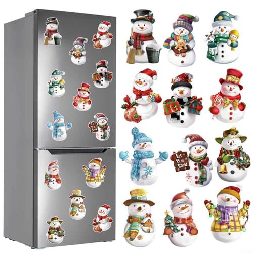 Alanmoship Wasserdichter Weihnachts-Schneemann-Kühlschrank-Magnet-Dekoration, PVC, festliches Küchenornament für Notizen, Fotos oder Karten, starker magnetischer Griff von Alanmoship
