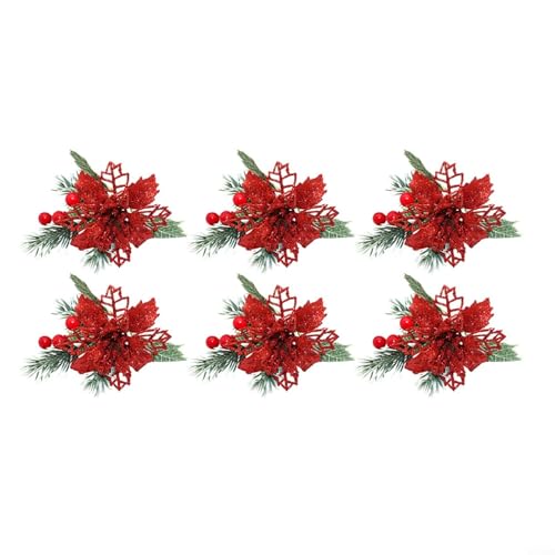 Alanmoship Weihnachtsserviettenringe, Set mit 6 handgefertigten roten Beeren, Kiefernnadeln, Kunststoff, Tischdekoration, Serviettenhalter für Familien-Dinner-Partys Alanmoship Weihnachtsserviettenringe, Set mit 6 handgefertigten roten Beeren, Kiefernnadeln, Kunststoff, Tischdekoration, Serviettenhalter für Familien-Dinner-Partys von Alanmoship