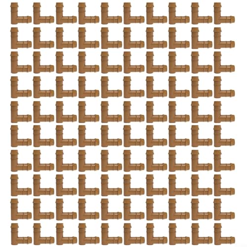 Alanmoship Winkel-Tropfbewässerungsbeschläge, 90-Grad-Eckverbinder für 1,27 mm (1/2 Zoll) 17 mm Rohr, Gartenbewässerungssystem für Gewächshaus, Blumenbeet, Terrasse, braun (100 Stück) von Alanmoship