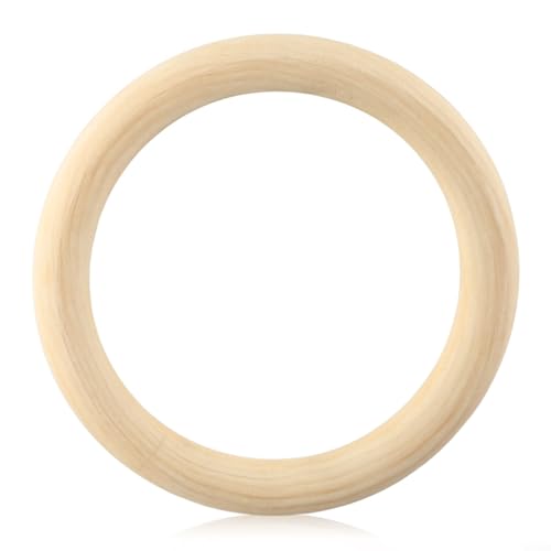 Anpassbare unlackierte Holzringe für Bastelarbeiten, Makramee einfarbig (12,5 x 1,5 cm) von Alanmoship