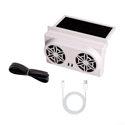 Auto Solar Abluftventilator mit USB Power Modus für lang anhaltende Belüftung und Temperaturregelung (Weiß) von Alanmoship