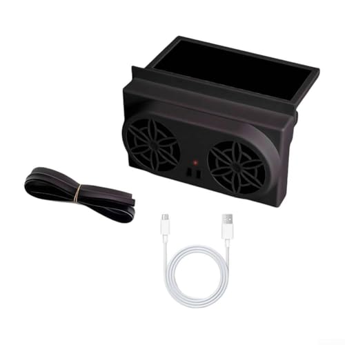 Auto Solar Abluftventilator mit USB Power Modus für lang anhaltende Belüftung und Temperaturregelung (schwarz) von Alanmoship