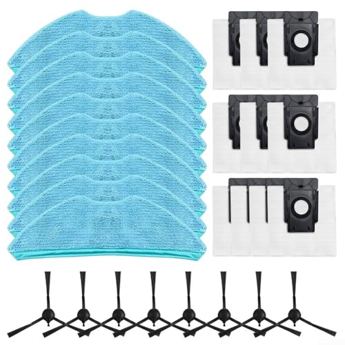 Für MEDION Saugroboter für X50 SW MD 2004 Zubehör-Kit 4 Wischtücher 4 Staubbeutel 4 Seitenbürsten Kompatibel mit automatisierter Bodenreinigung (B) von Alanmoship