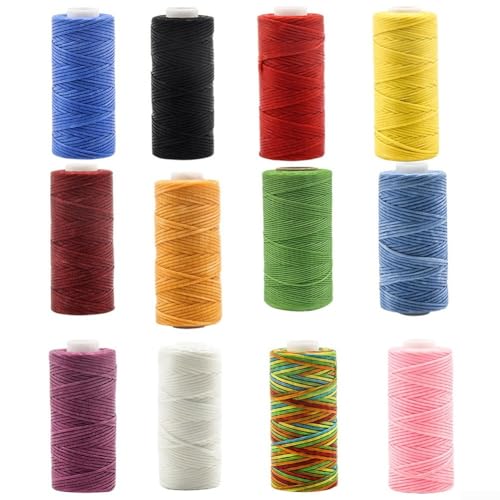 Gewachste Polyester-Nähschnur, 50 m lang, ideale Schnur für DIY-Lederhandwerk und Handnäharbeiten (rot) von Alanmoship