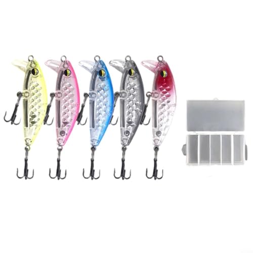 Harter Angelköder, 43 mm, 5 g, sinkender Minnow Jerkbait mit Doppelschaukel und Fischschuppen, reflektierendes Design für Forellenangeln, Twitchbait Slow Action (A) von Alanmoship
