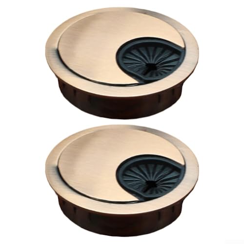 Kabellochabdeckungen für Schreibtische, Metallösen, 2 Stück, mit rundem Loch-Design für Schreibtisch-Kabelmanagement und Arbeitsplatz-Organisation (Rotbronze, 53 mm) von Alanmoship