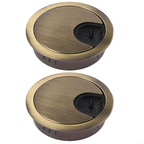 Kabellochabdeckungen für Schreibtische, Metallösen, 2 Stück, mit rundem Loch-Design für Schreibtisch-Kabelmanagement und Arbeitsplatz-Organisation (grüne Bronze, 53 mm) von Alanmoship