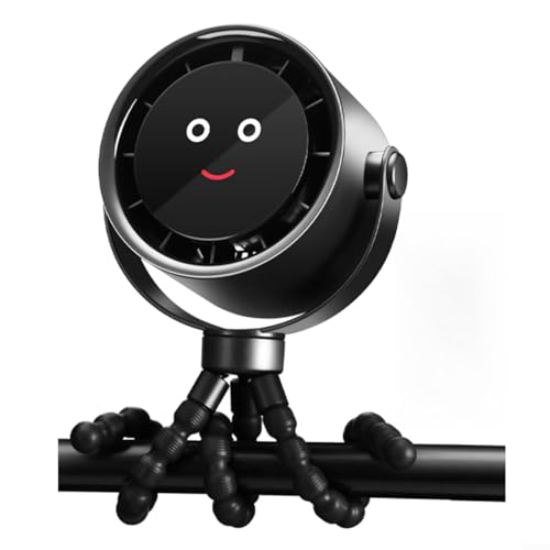 Octopus-Ventilator mit USB-Ladegerät, tragbarer Handventilator mit flexiblem Ständer und 5 Geschwindigkeitsstufen für optimalen Luftstrom (schwarz) von Alanmoship