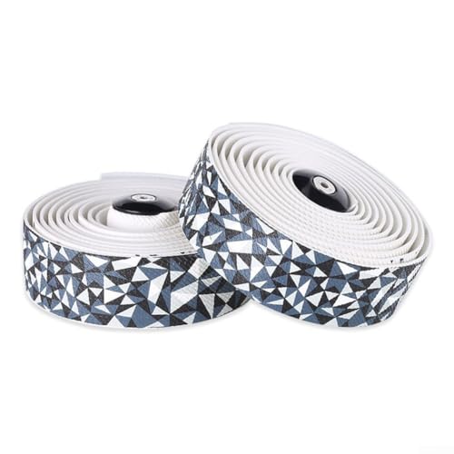 Rennrad-Lenkerband mit stoßdämpfendem und rutschfestem PU-Material, hohe Elastizität mit Lenkerend-Finish-Band für den Einsatz auf Fahrrädern, Kinderwagen, Schlägern und Angelruten (weißgrau) von Alanmoship