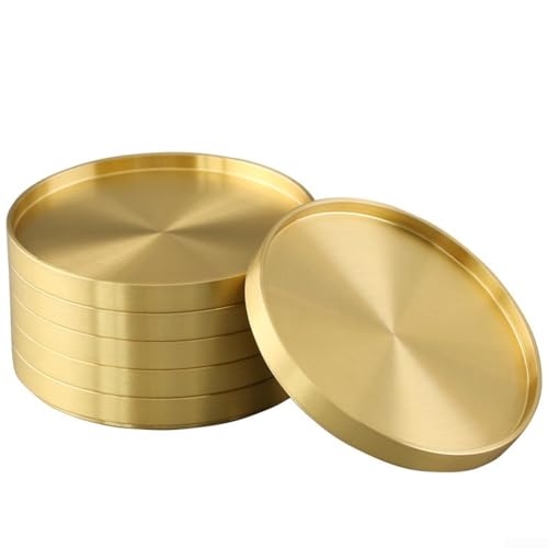 Schlanke, runde Messinguntersetzer, 6er-Set, perfekt für Zuhause oder Restaurant, mit elegantem ästhetischem Aussehen (1 Stück) von Alanmoship