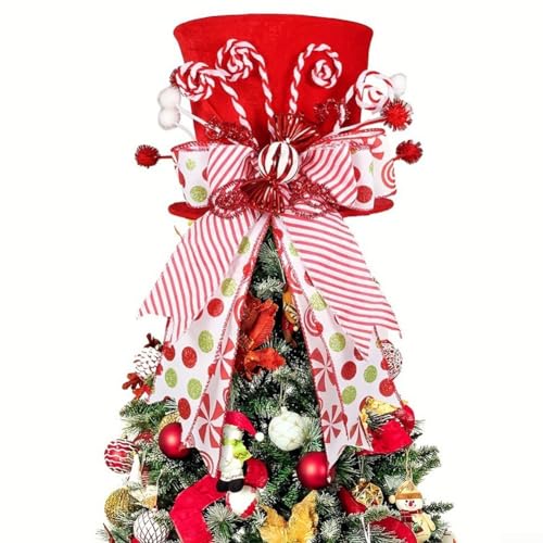 Weihnachtsbaumhut mit faltbarem, waschbarem Stoff-Design mit Süßigkeiten- und Schleifendekorationen, perfekt, um Ihrem Baum und Zimmer einen fröhlichen Urlaubs-Touch zu verleihen von Alanmoship