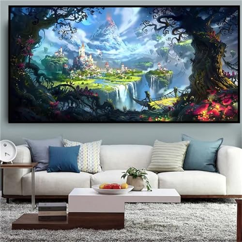 Alaoan Diamond Painting,DIY Diamant Painting Bilder für Erwachsene und Kinder Märchenwald 5D Diamond Painting Set Crystal Arts Craft für Home Wand Decor Geschenk-Square Drill,90x180cm von Alaoan