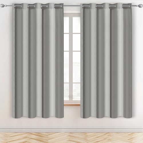 Alaoo Halbtransparent Gardinen Schals, Verdunklungsvorhänge 2er Set H 137 x B 117 cm, Grau Voile Vorhang Sheer Vorhang Halbtransparent Leinenoptik Gardinen Wohnzimmer Modern Fensterschal Schlafzimmer von Alaoo