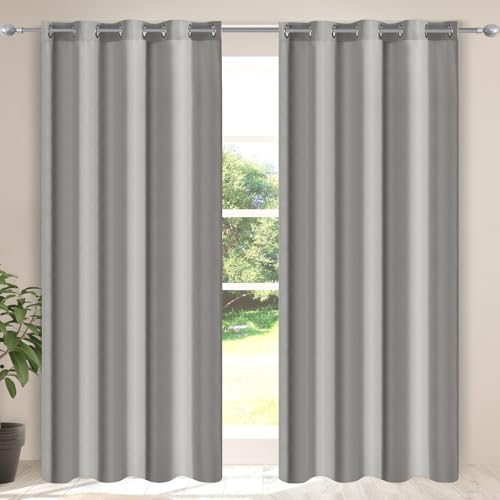 Alaoo Halbtransparent Gardinen Schals, Verdunklungsvorhänge 2er Set H 213 x B 132 cm, Grau Voile Vorhang Sheer Vorhang Halbtransparent Leinenoptik Gardinen Wohnzimmer Modern Fensterschal Schlafzimmer von Alaoo