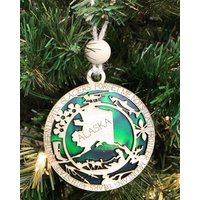 Handgemachte Weihnachtskugel Aus Alaska Birken-Nordlichter von AlaskaLifeDesigns