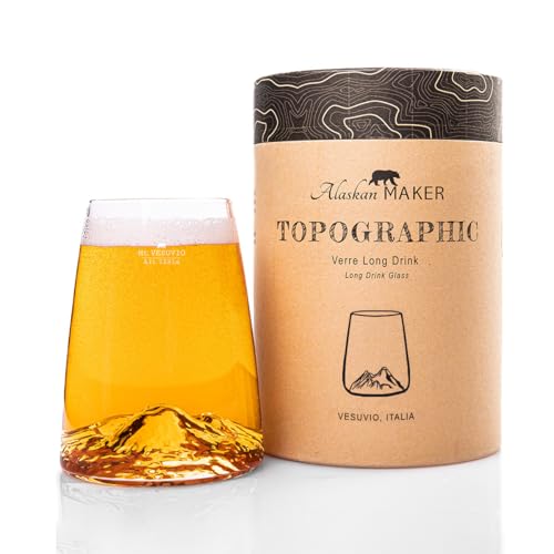 Alaskan MAKER Longdrinkglas 450 ml – Kristallglas von höchster Qualität, mundgeblasen mit Bergrelief | Cocktail, Bier oder alkoholfreies Getränk TOPOGRAPHIC (Vesuv) von Alaskan MAKER