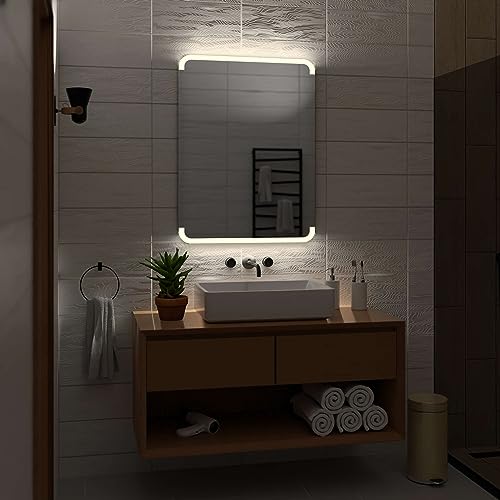 Alasta Assen Badezimmer Spiegel mit Beleuchtung 40x60 cm NeutralWeiß LED Badspiegel Wandspiegel Badezimmerspiegel mit Beleuchtung Spiegel mit Licht Rechteckspiegel von Alasta