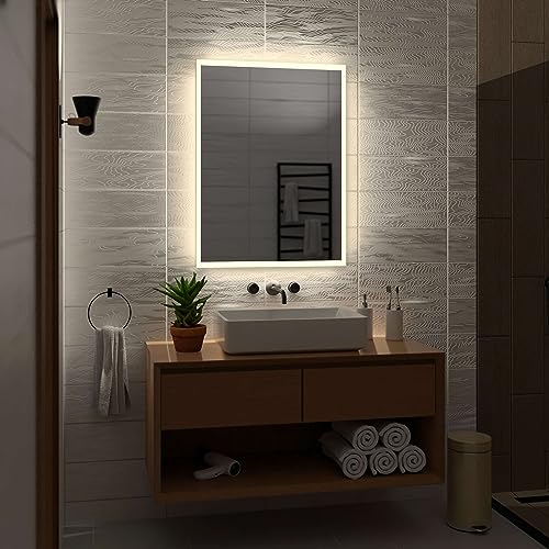 Alasta Boston Badezimmer Spiegel mit Beleuchtung 40x60 cm NeutralWeiß LED Badspiegel Wandspiegel Badezimmerspiegel mit Beleuchtung Spiegel mit Licht Rechteckspiegel von Alasta