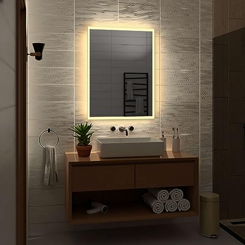 Alasta Boston Badezimmer Spiegel mit Beleuchtung 50x120 cm WarmWeiß LED Badspiegel Wandspiegel Badezimmerspiegel mit Beleuchtung Spiegel mit Licht Rechteckspiegel von Alasta